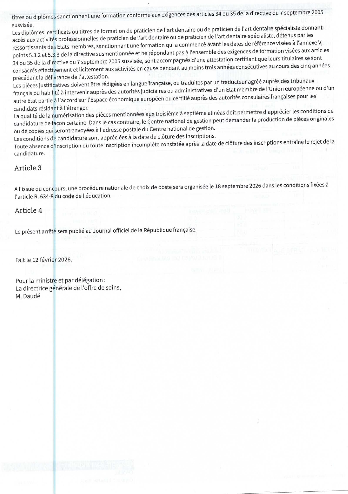 Arrêté concours 2026-27